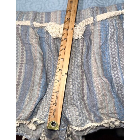 Rewash Womens XL Striped Boho Shorts With Braided Rope Belt & Tassel Trim - Picture 5 of 7